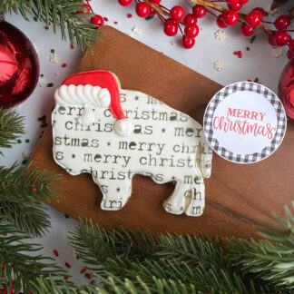 Bakers Men Buffalo with Santa Hat