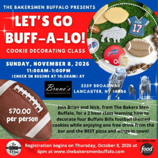 "Let's Go Buff-a-lo" Bills Cookie Decorating Class at Bruno's in Lancaster